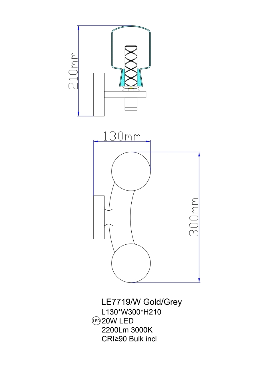 Бра marie le7719/2w nickel