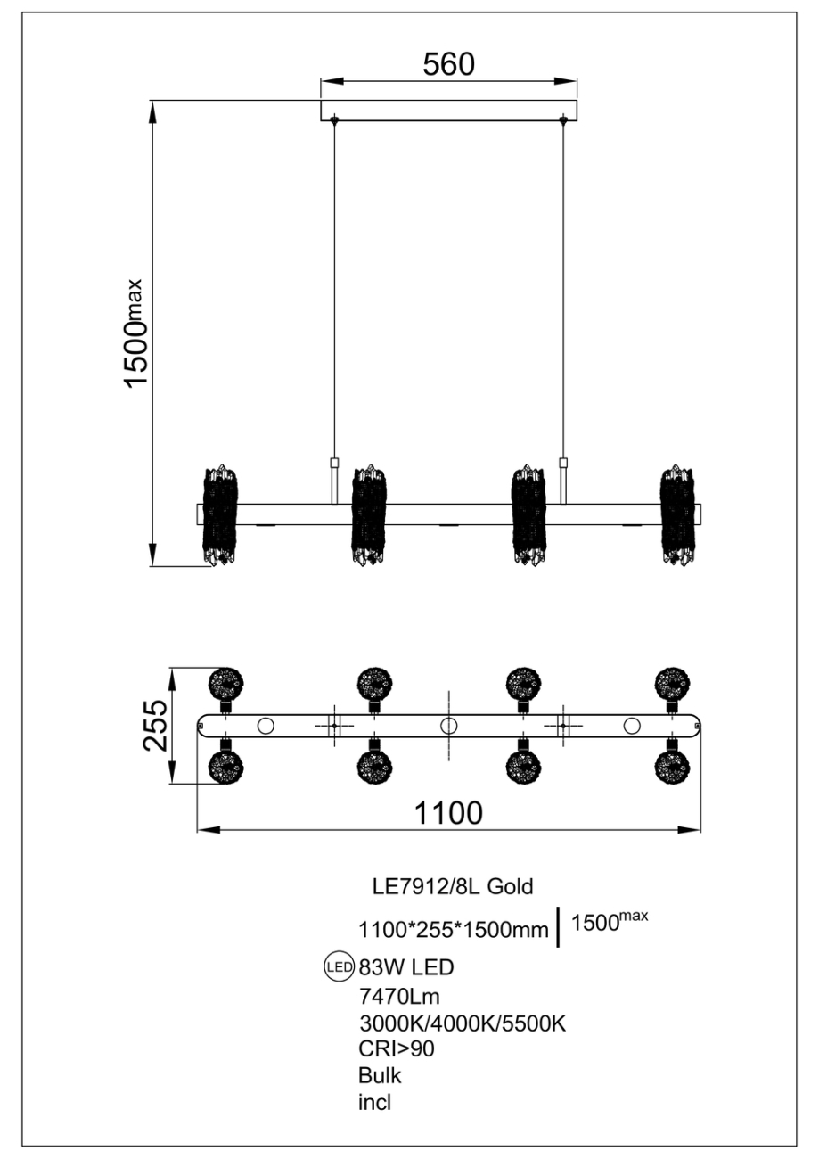 Подвесная люстра elizabeth le7912/8l gold