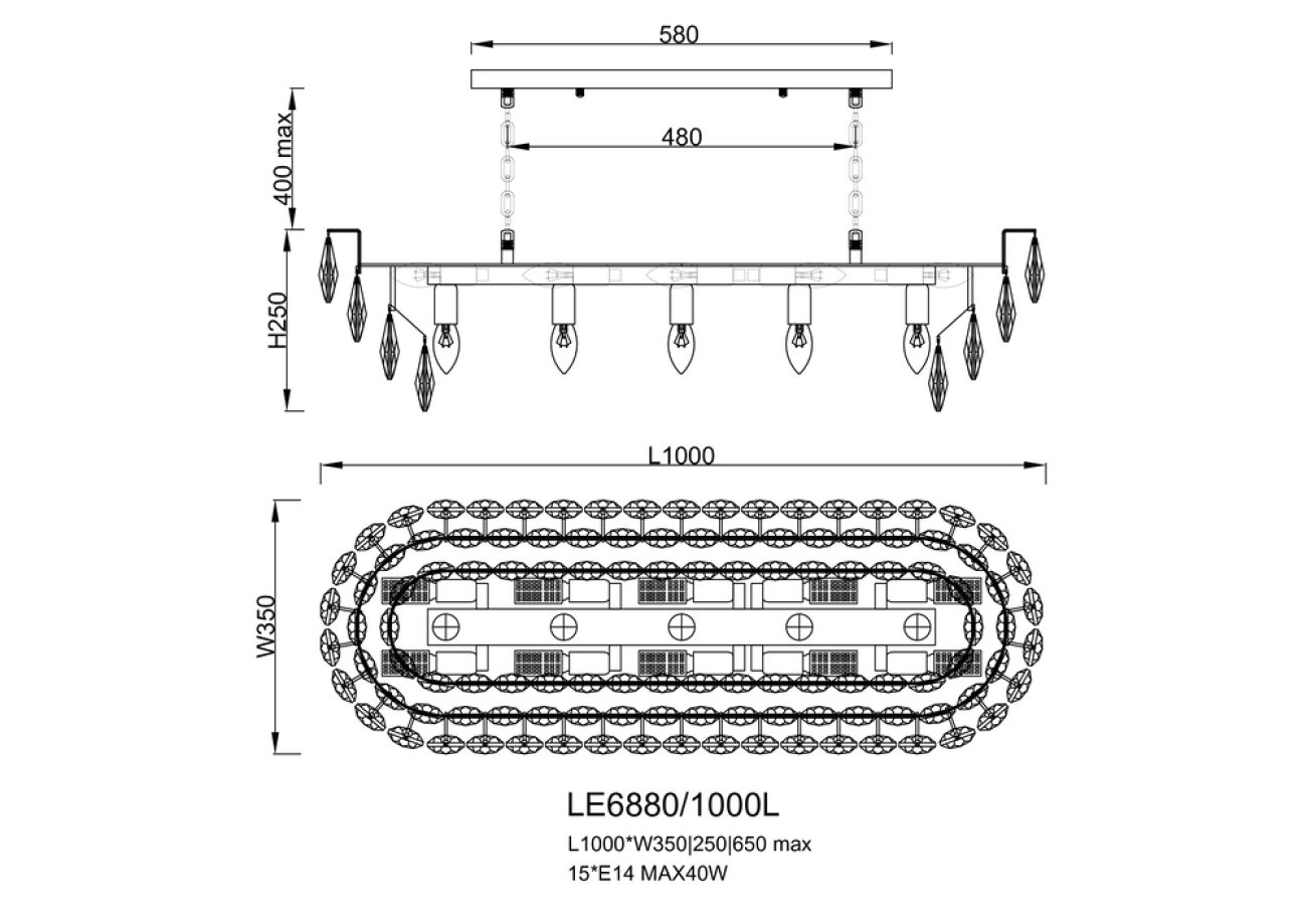 Подвесная люстра melanie le6880/1000l ch
