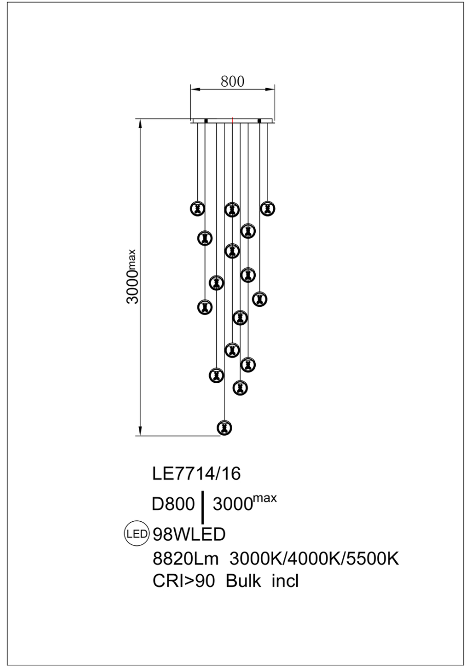 Подвесная люстра mickey le7714/16 black chrome
