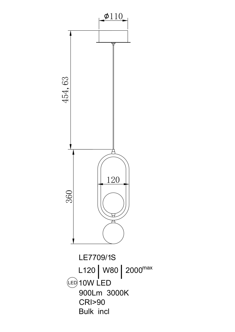 Подвесной светильник lilith le7709/1s black chrome/gold