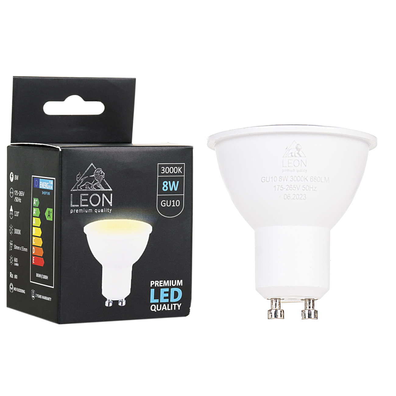 Светодиодная лампа leon le-gu10-8w-3000k