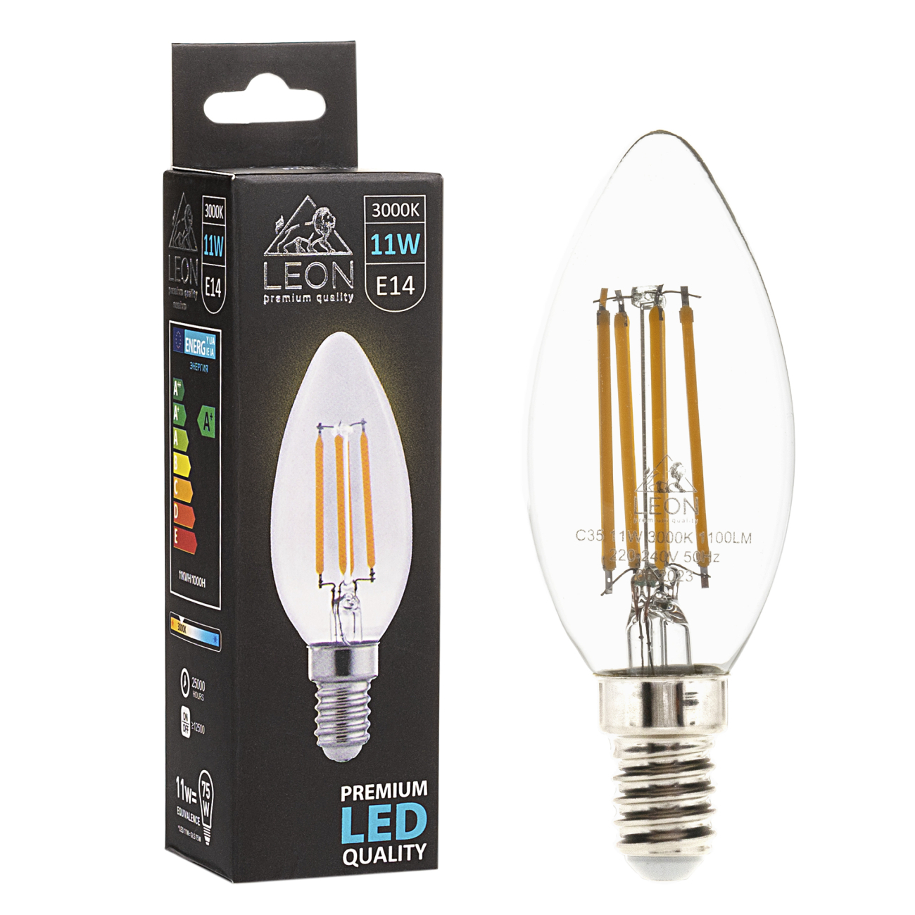 Светодиодная лампа leon le-c35-11w-3000k-e14/cl