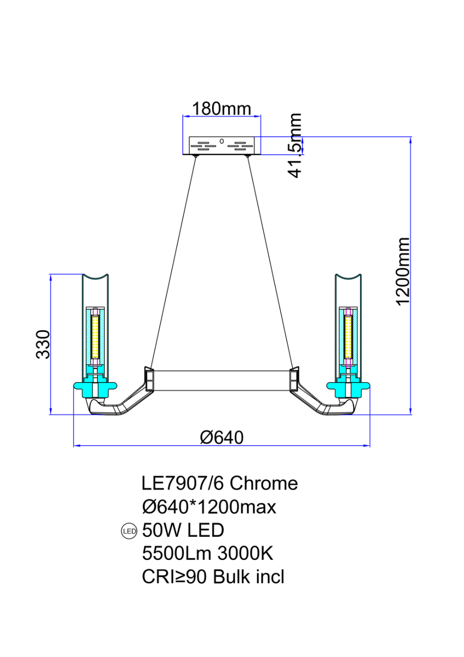 Подвесная люстра alana le7907/6 chrome