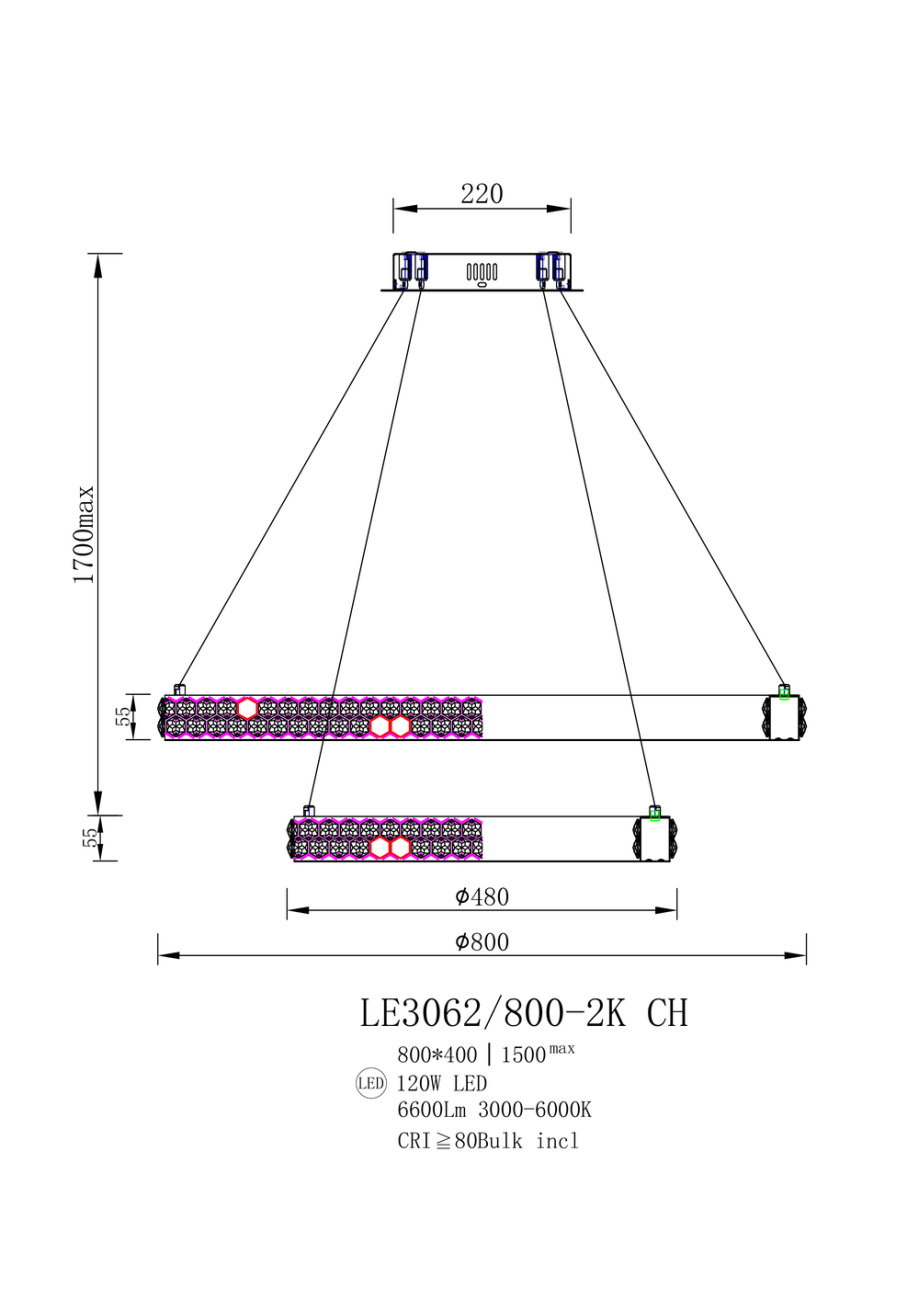 Подвесная люстра katy le3062/800-2k ch
