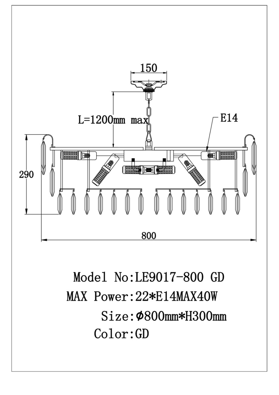 Подвесная люстра catherine le9017/800 gd