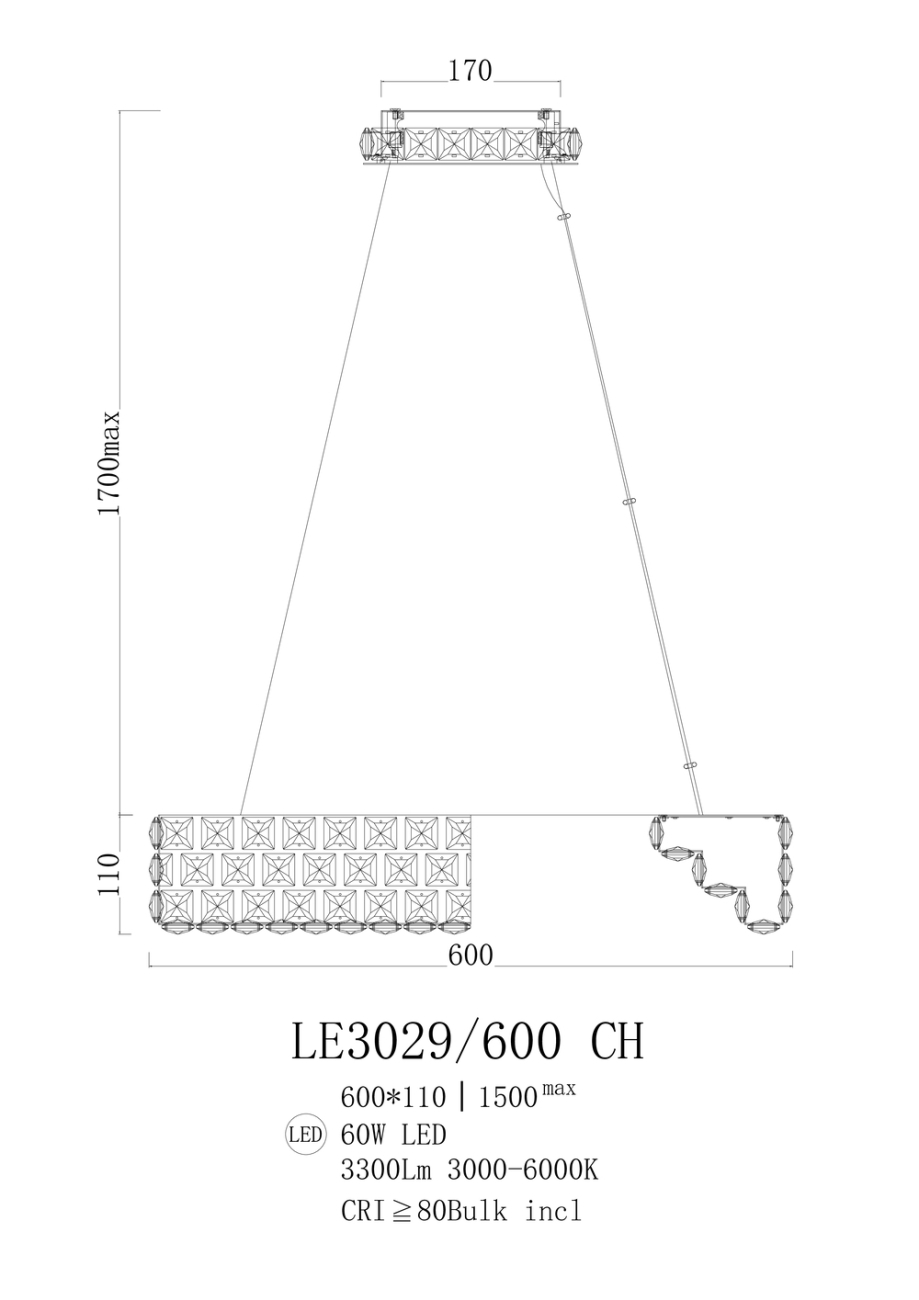 Подвесная люстра amelie le3029/600 gd