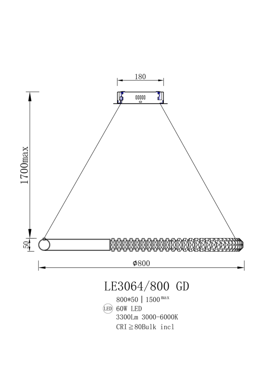 Подвесная люстра tesla le3064/800 gd