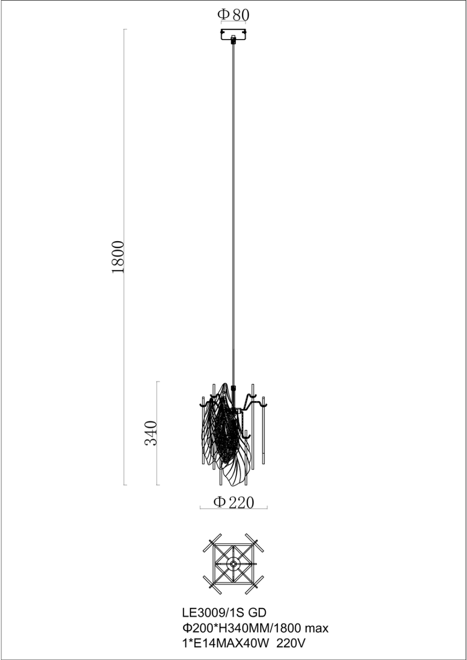 Подвесной светильник adele le3009/1s gd