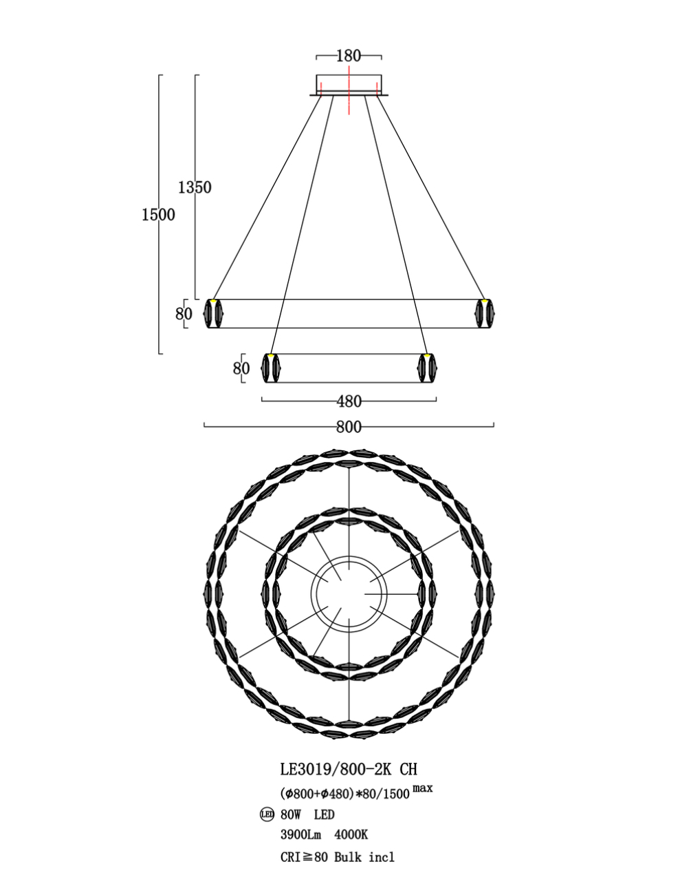 Подвесная люстра montblanc le3019/800-2k ch