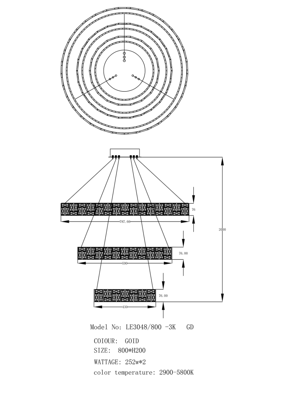 Подвесная люстра afina le3048/800-3k gd