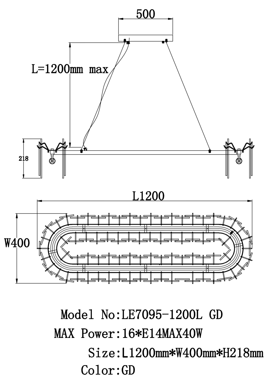 Подвесная люстра infini le7095/1200 gd