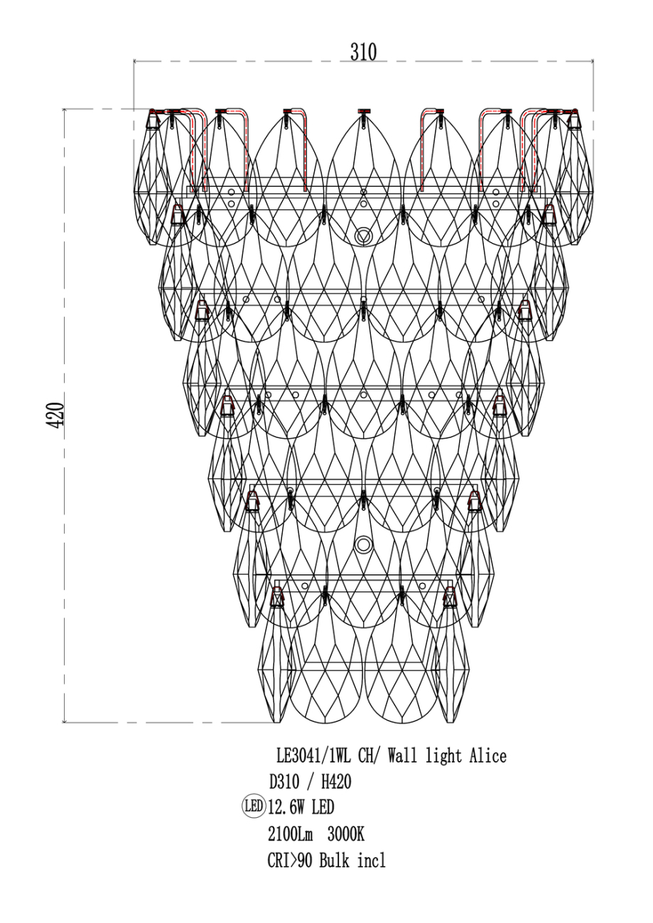 Бра belle le3041/1wl ch