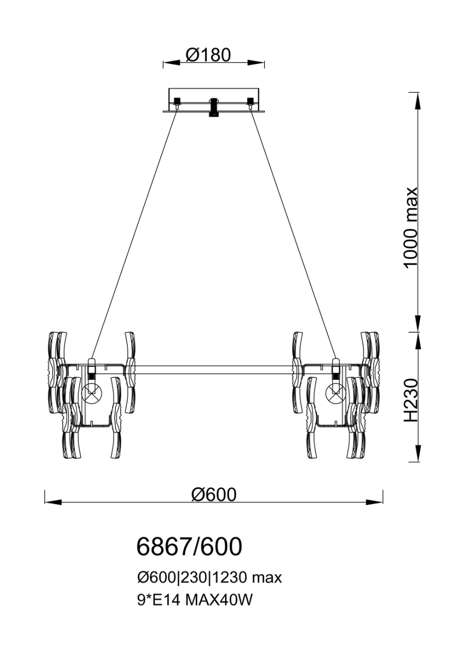Подвесная люстра fleur le6867/600 gd