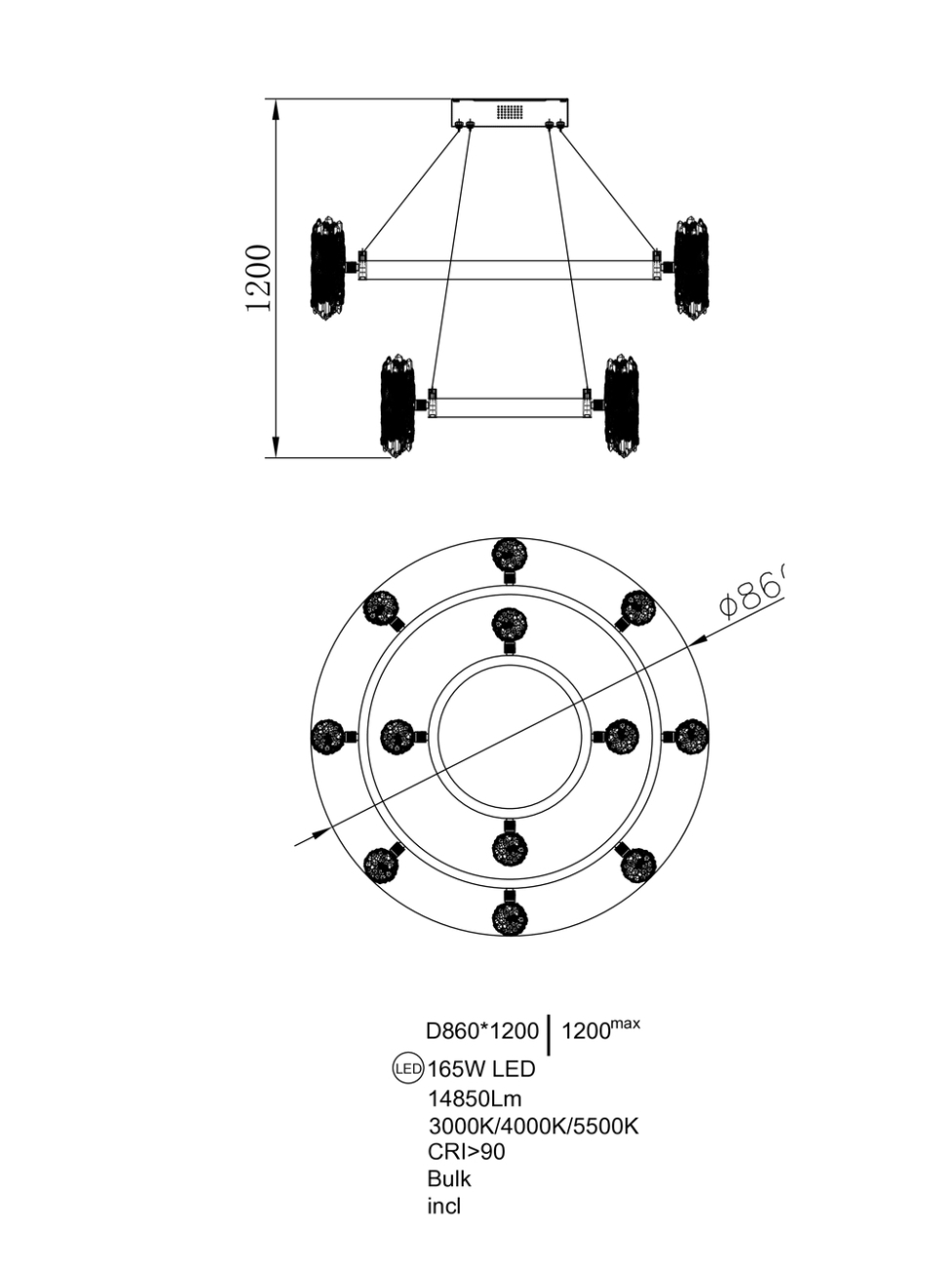 Подвесная люстра elizabeth le7912/8+4 gold