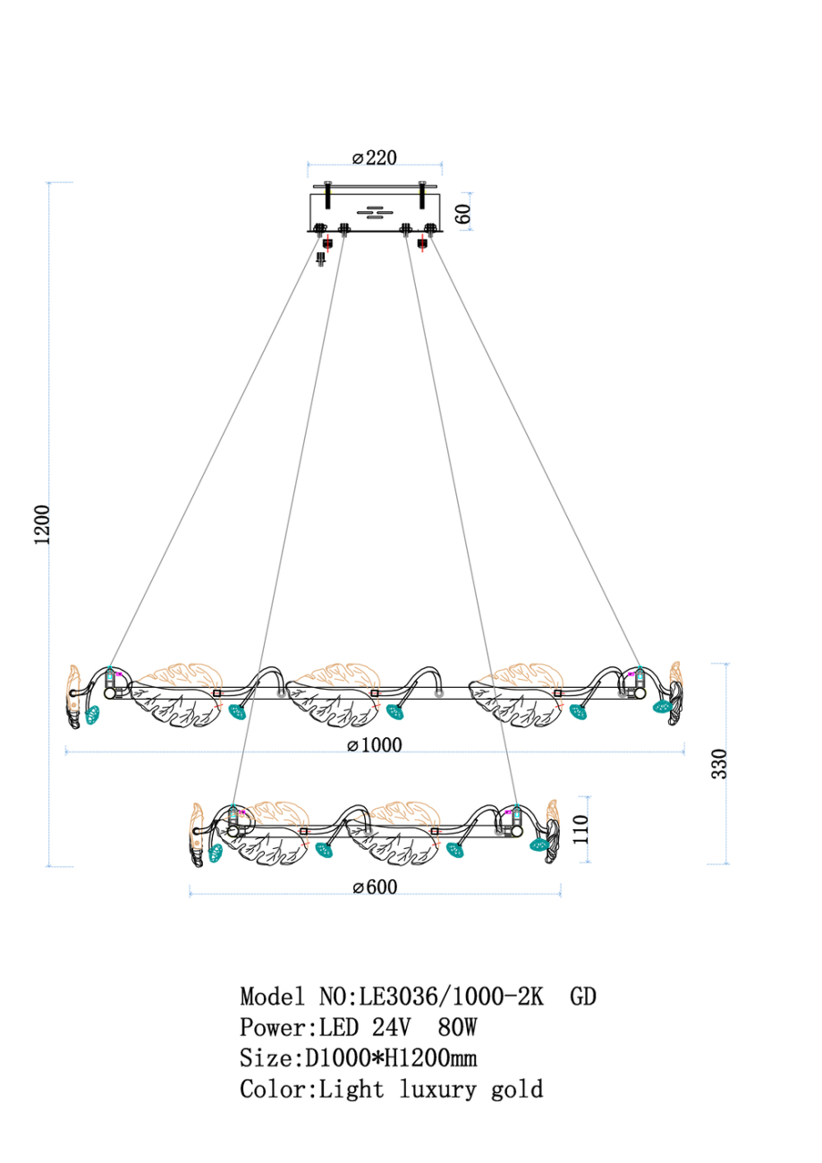 Подвесная люстра ilana le3036/1000-2k ch