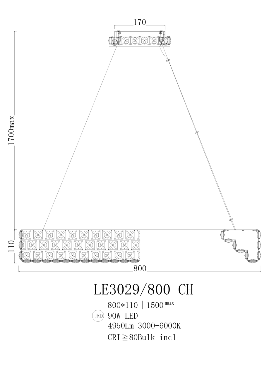 Подвесная люстра amelie le3029/800 ch