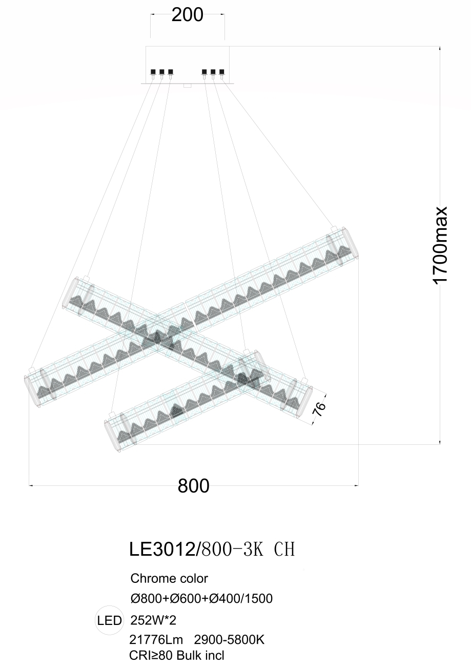 Подвесная люстра delaina le3012/800-3k ch