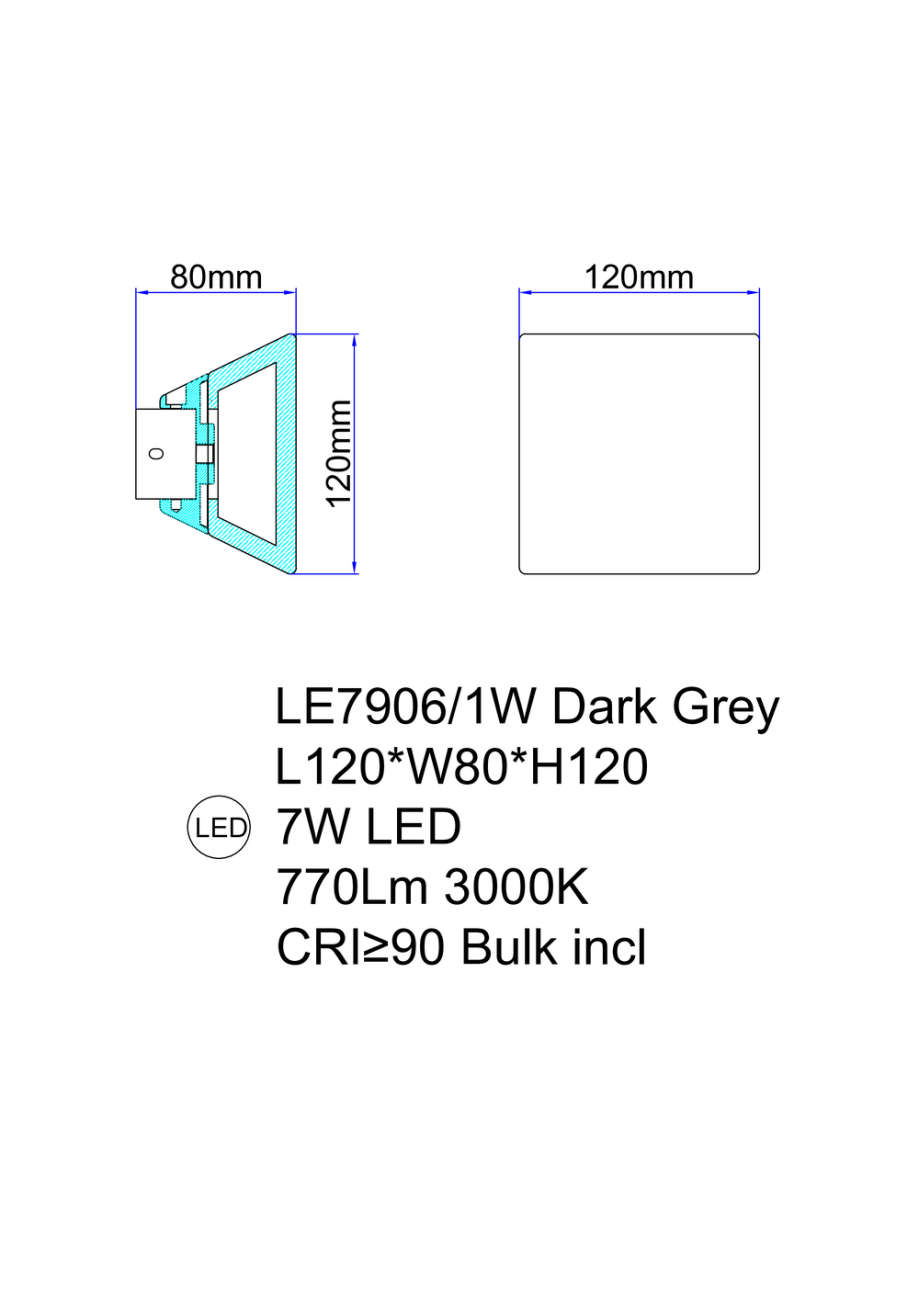 Бра tina le7906/1w dark grey