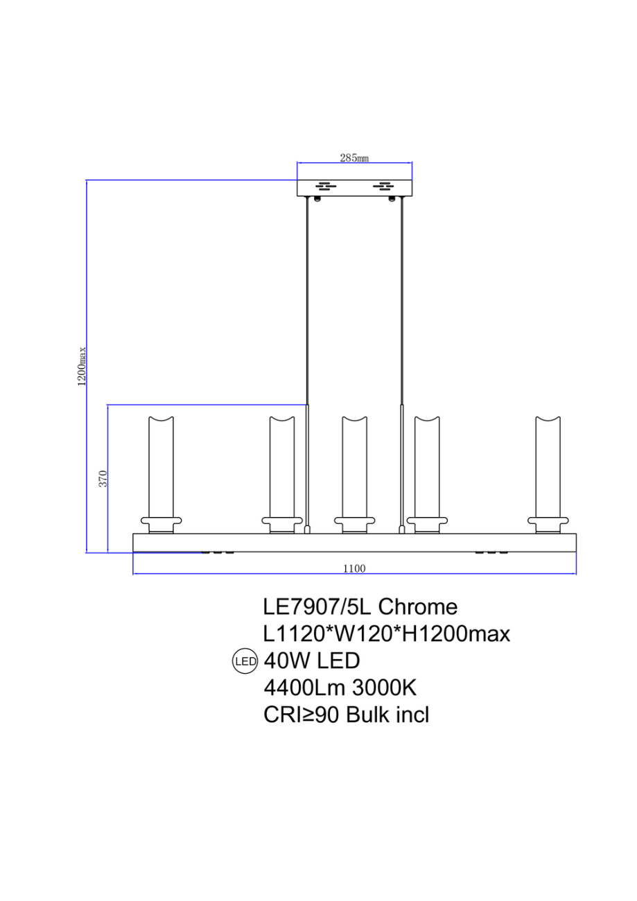 Подвесная люстра alana le7907/5l chrome