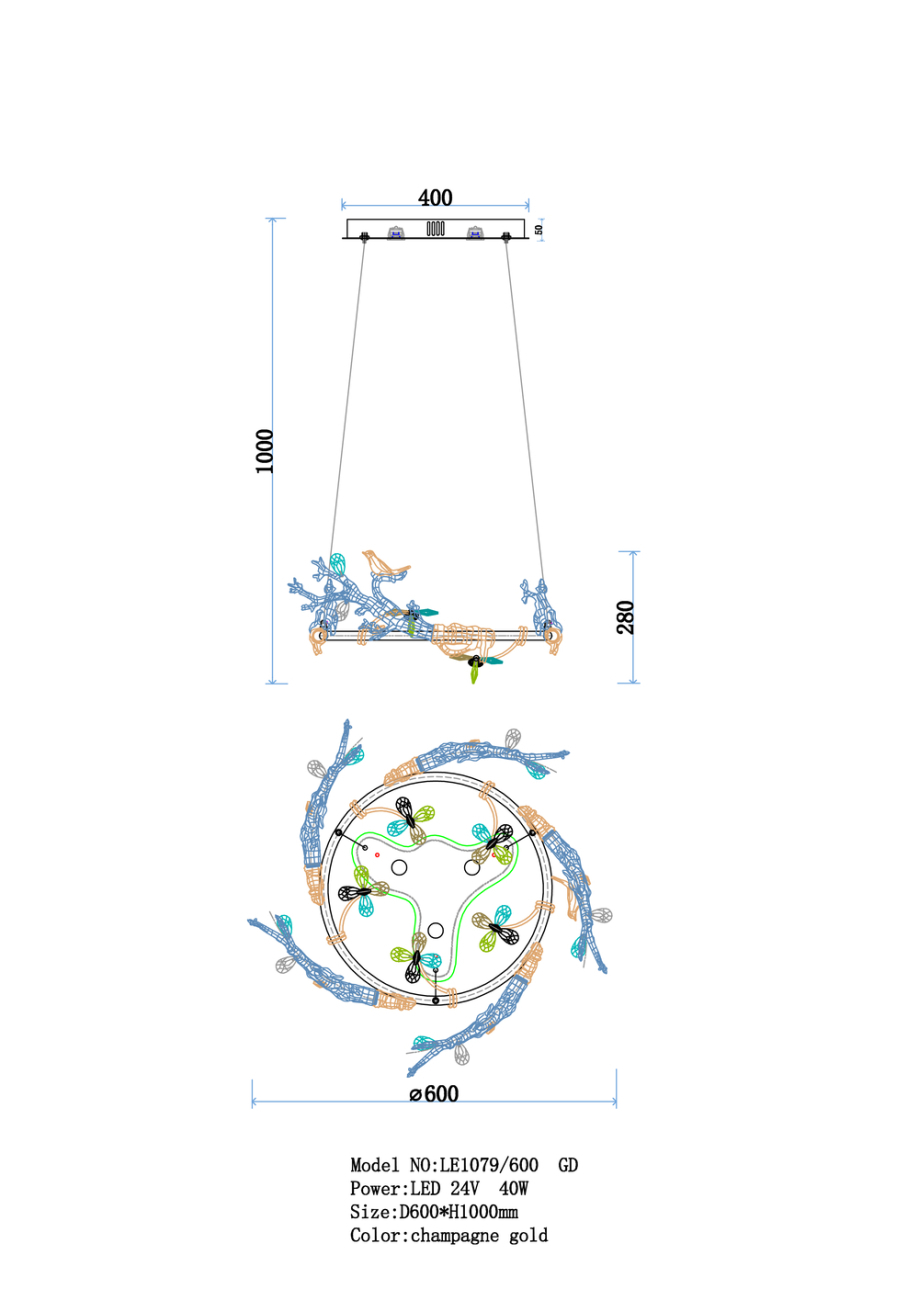 Подвесная люстра estelle le1079/600 gd