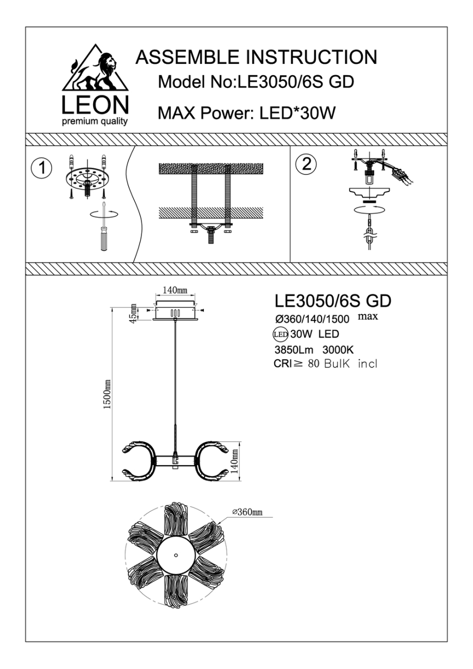 Подвесной светильник moana le3050/6s gd