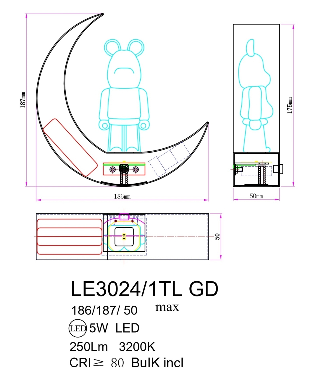 Настольная лампа joli le3024/1tl gd