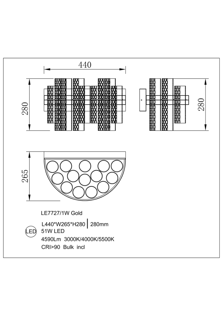 Бра luna le7727/1w gold