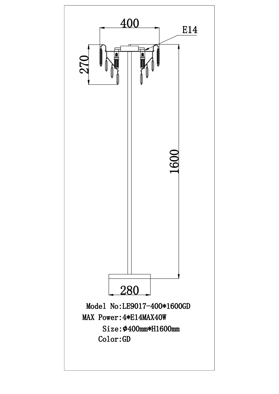 Торшер catherine le9017/1f gd