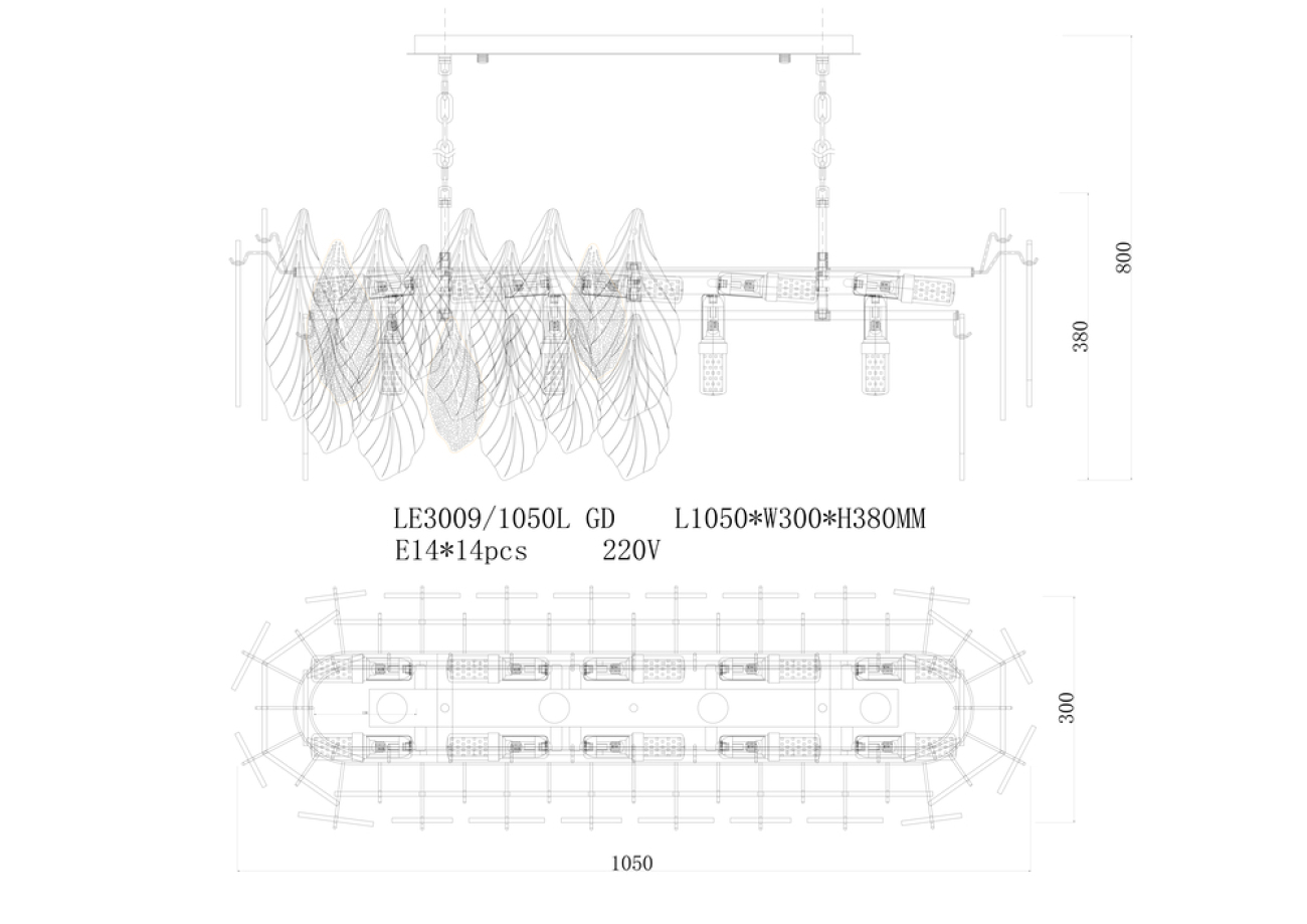 Подвесная люстра adele le3009/1050l gd