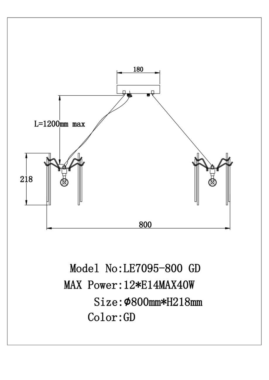 Подвесная люстра infini le7095/800 gd