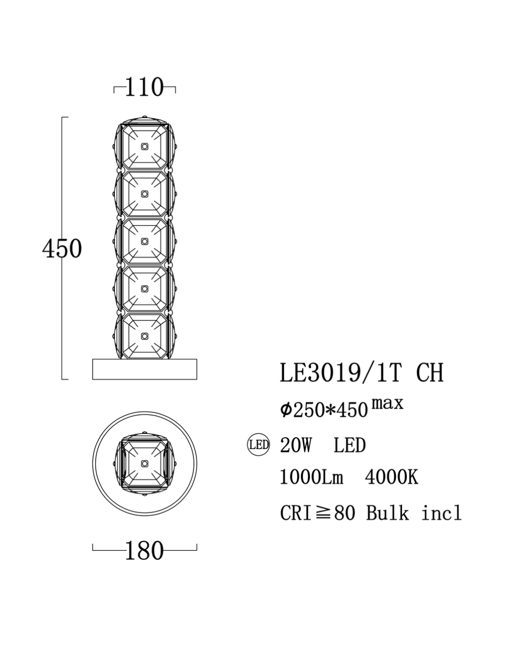 Настольная лампа montblanc le3019/1t ch