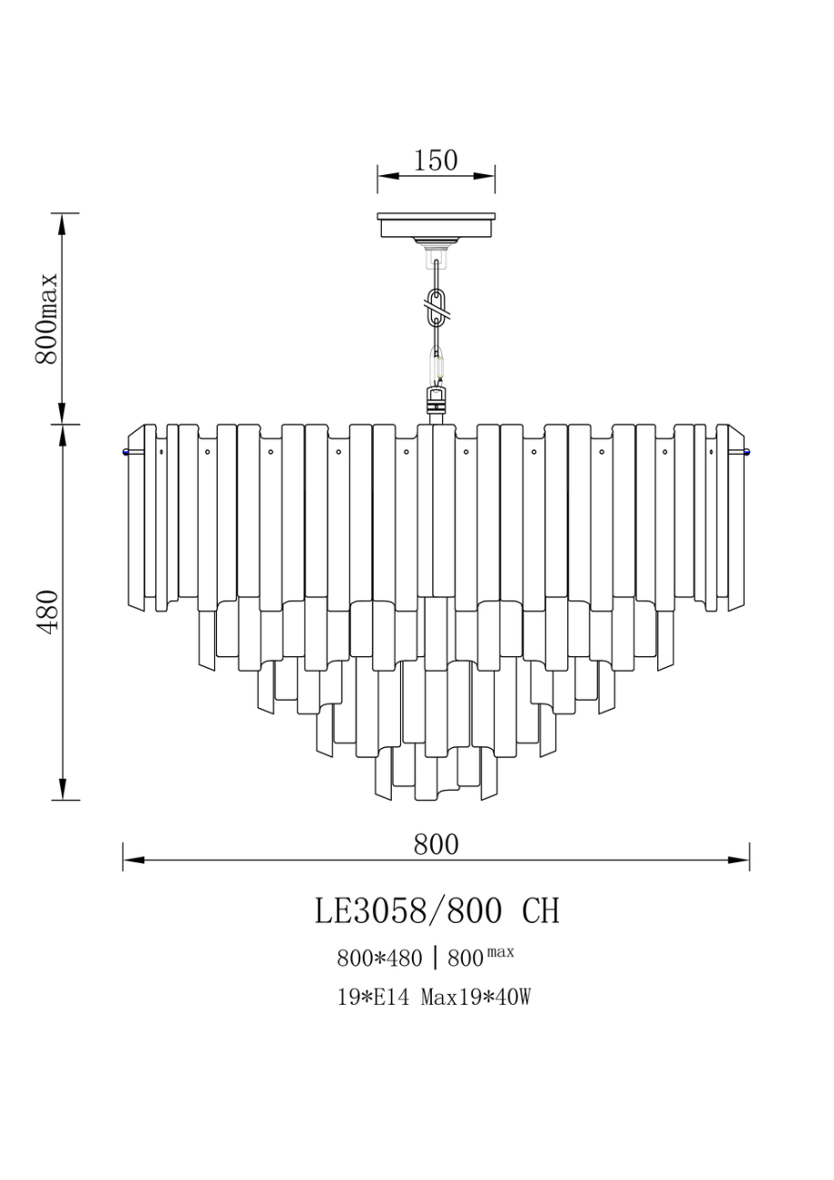 Подвесная люстра ophelia le3058/800 ch