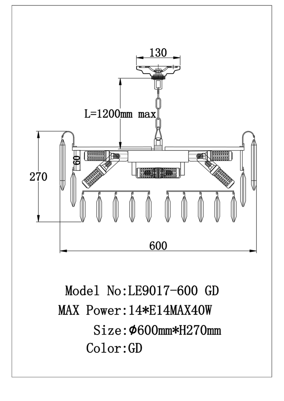 Подвесная люстра catherine le9017/600 gd