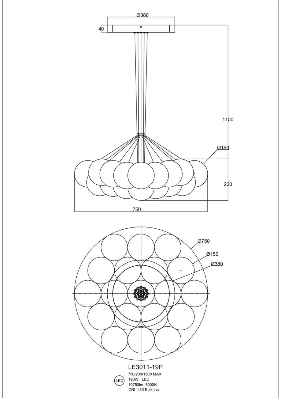 Подвесная люстра eve le3011/19