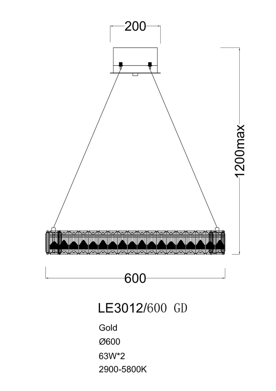 Подвесная люстра delaina le3012/600 gd