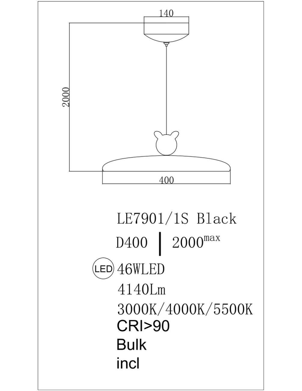 Подвесной светильник pamela le7901/1s black