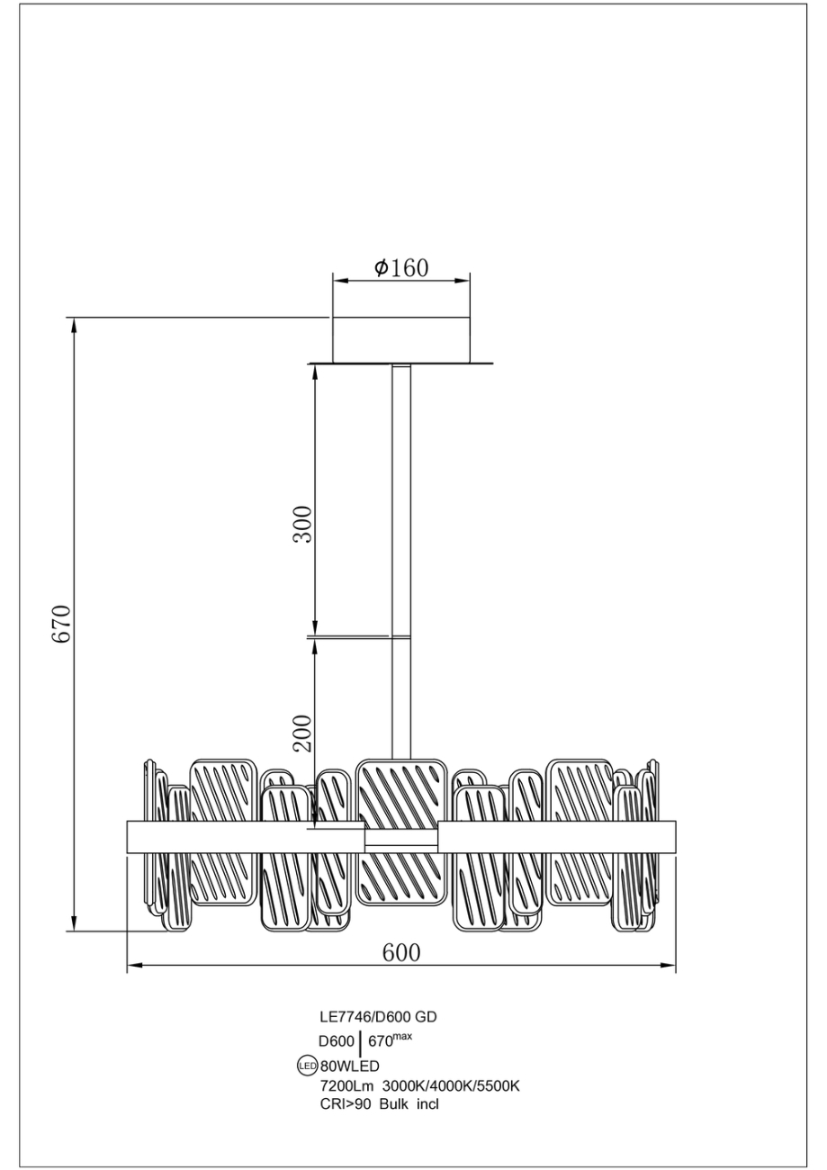 Подвесная люстра ailani le7746/d600 gd