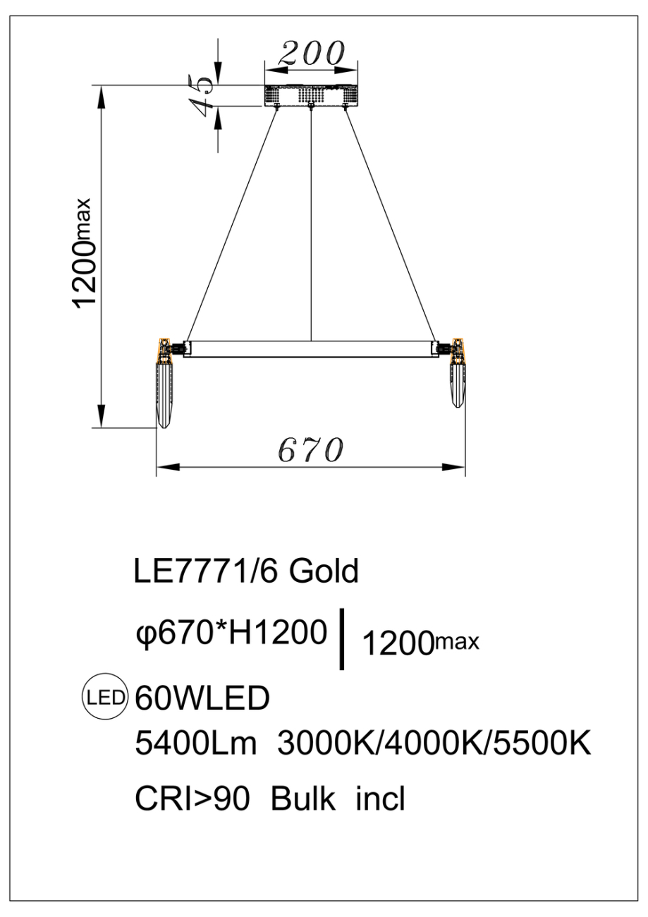 Подвесная люстра natali le7771/6 gold