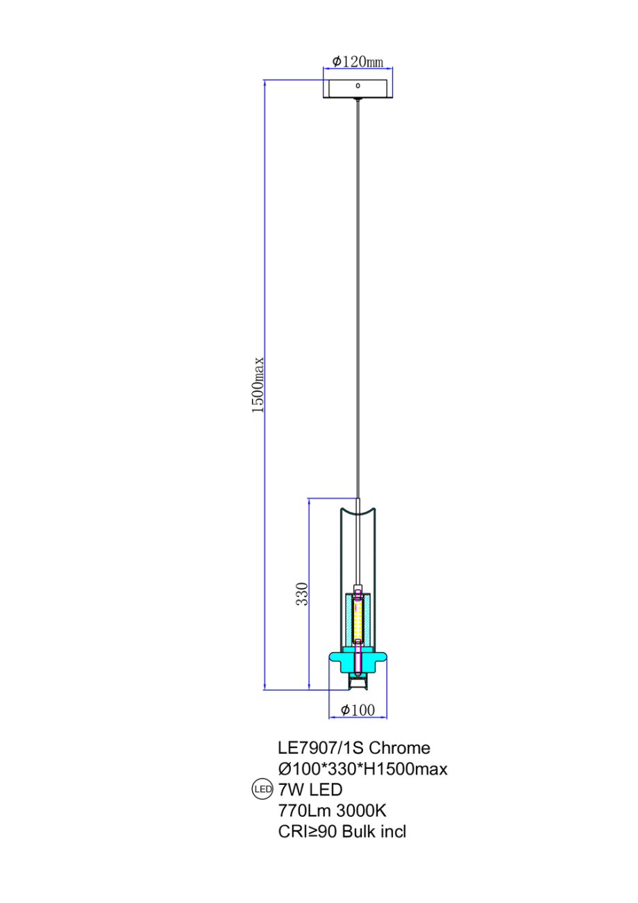 Подвесной светильник alana le7907/1s chrome